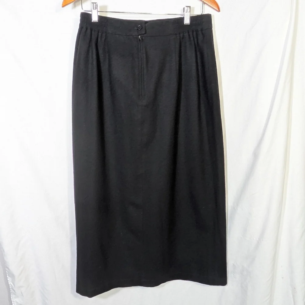 Vintage 80's Women’s Sag Harbor Wool Maxi Skirt Lined Black Classic Career Sz 14